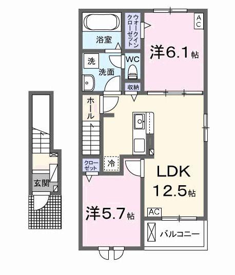 名鉄竹鼻線 不破一色駅 徒歩18分 2階建 新築(2LDK/2階)の間取り写真