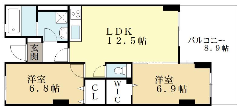 エバー・グリーン宇治(2LDK/2階)の間取り写真