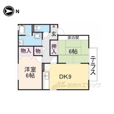 プルミエールC棟(2DK/1階)の間取り写真
