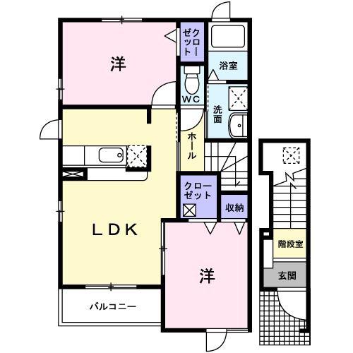ソレイユメゾンA棟(2LDK/2階)の間取り写真