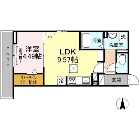 エスポワール星崎(1LDK/1階)の間取り写真