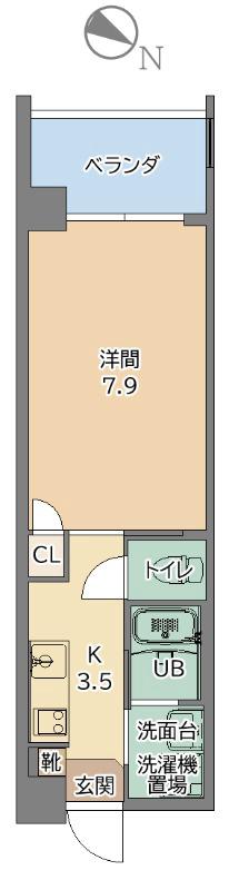 リバーライト2(1K/4階)の間取り写真