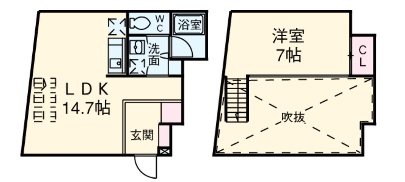 QUARTIER LATIN SANGENCHAYA(1LDK/1階)の間取り写真