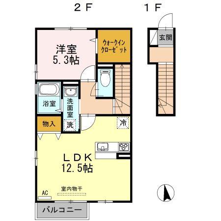シャインポート屋島II(1LDK/2階)の間取り写真