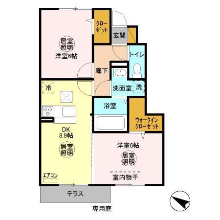 セレクト(2DK/1階)の間取り写真