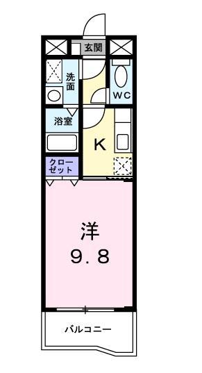 フォレストビュー(1K/2階)の間取り写真