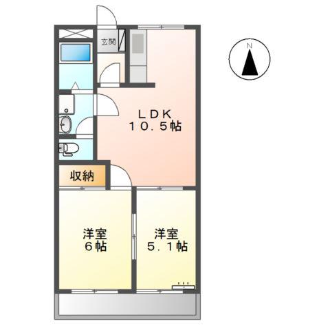 プレステージ薬師II(2LDK/1階)の間取り写真