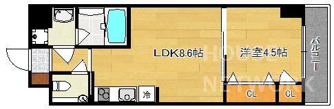 カンパネラ今出川(1LDK/2階)の間取り写真