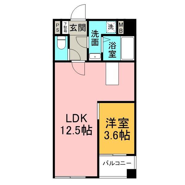 アーク上前津ビル(1LDK/4階)の間取り写真