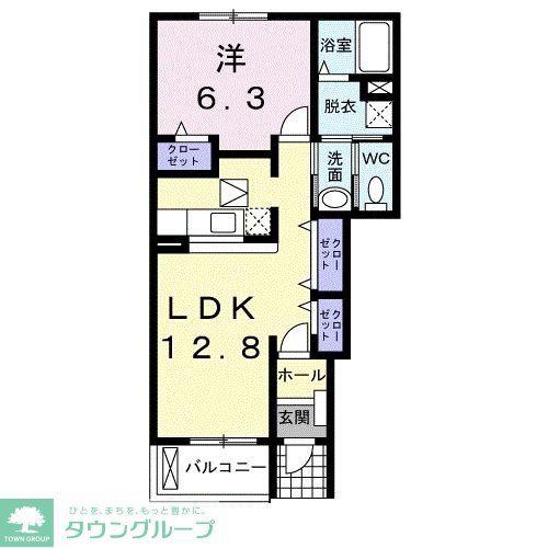 アドラブールB(1LDK/1階)の間取り写真
