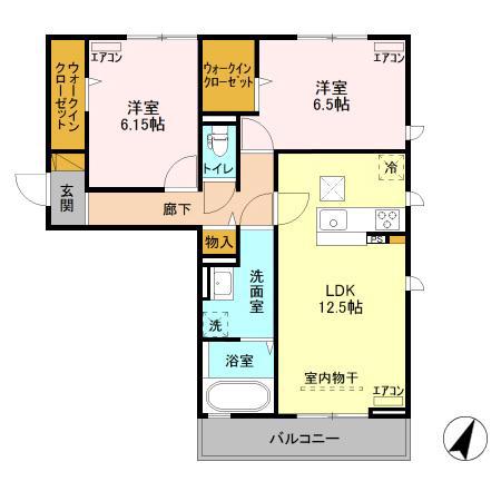GMコート A棟(2LDK/3階)の間取り写真