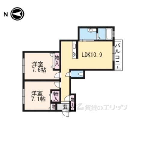 シャーメゾン峰山(2LDK/1階)の間取り写真