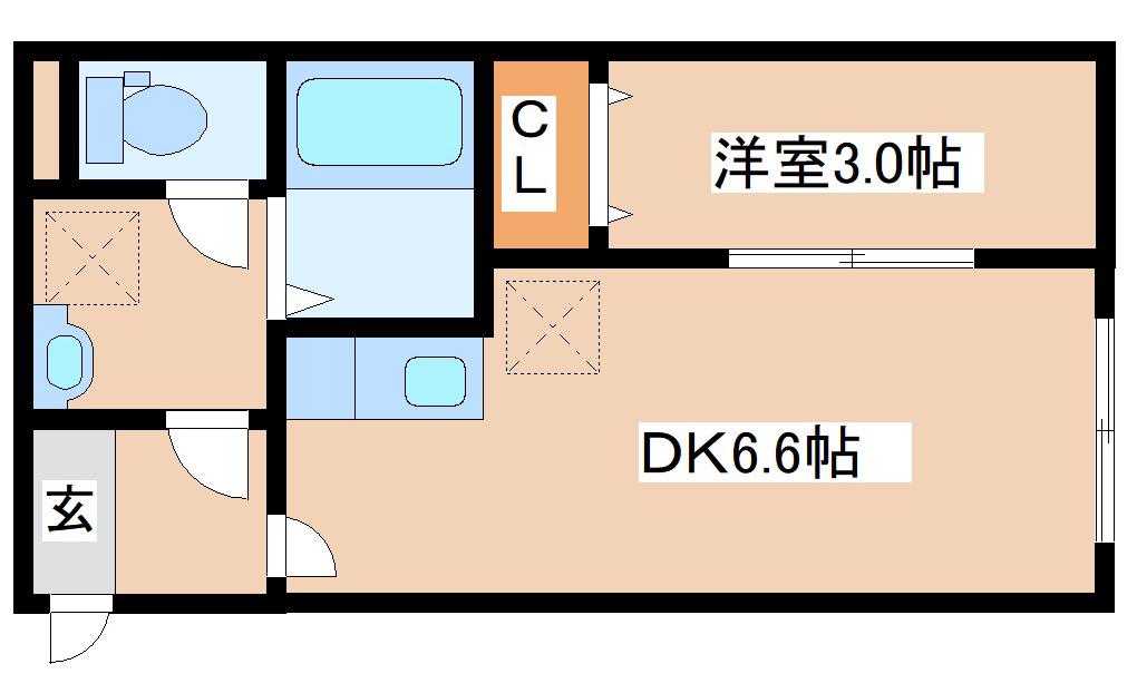カーサミーア仙台I(1DK/1階)の間取り写真