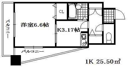 リーガル神戸元町(1K/2階)の間取り写真
