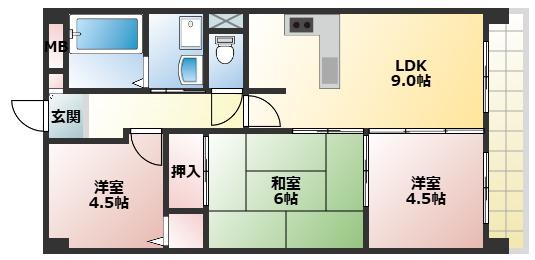 セ・ラヴィ(3LDK/7階)の間取り写真