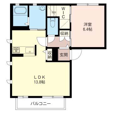 ペット共生型シャーメゾン ペアビレッジJ(1LDK/1階)の間取り写真