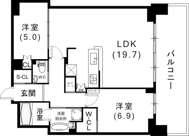 ベイシティタワーズ神戸ウエスト(2SLDK/11階)の間取り写真