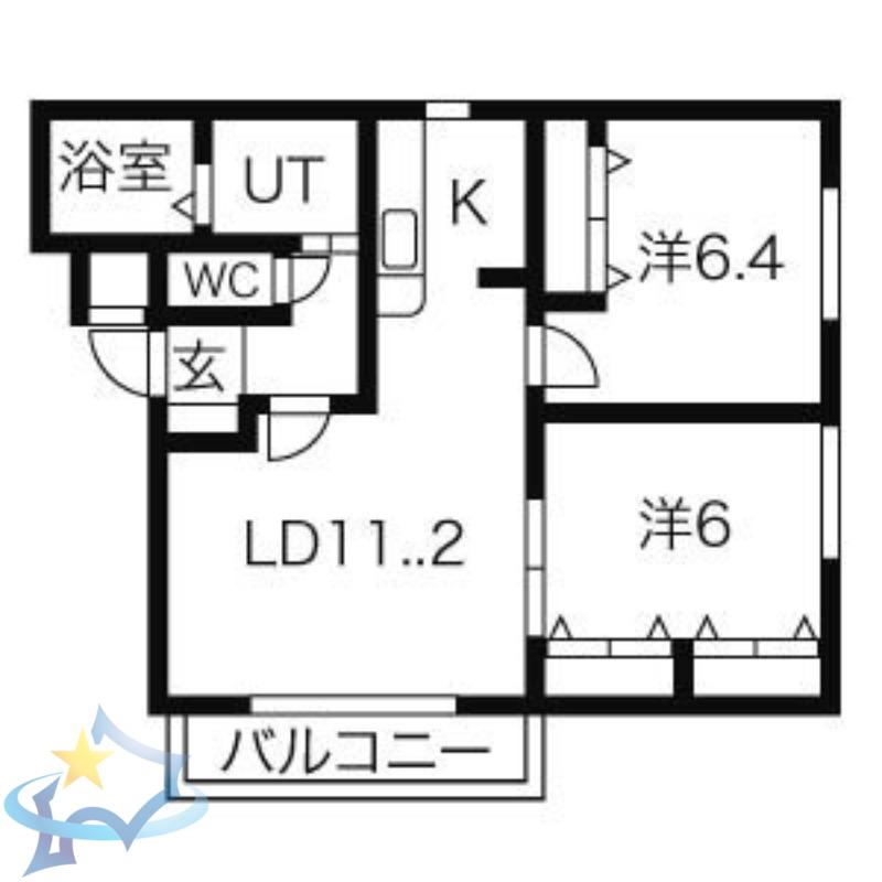 シャテニエ1014(2LDK/2階)の間取り写真
