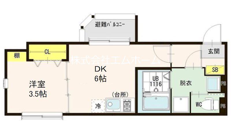 ハーモニーテラス市場木町III(1DK/1階)の間取り写真