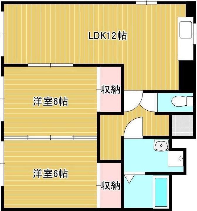メゾン筑紫(2LDK/4階)の間取り写真