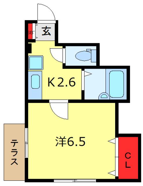 フラッツァプリモII(1K/1階)の間取り写真