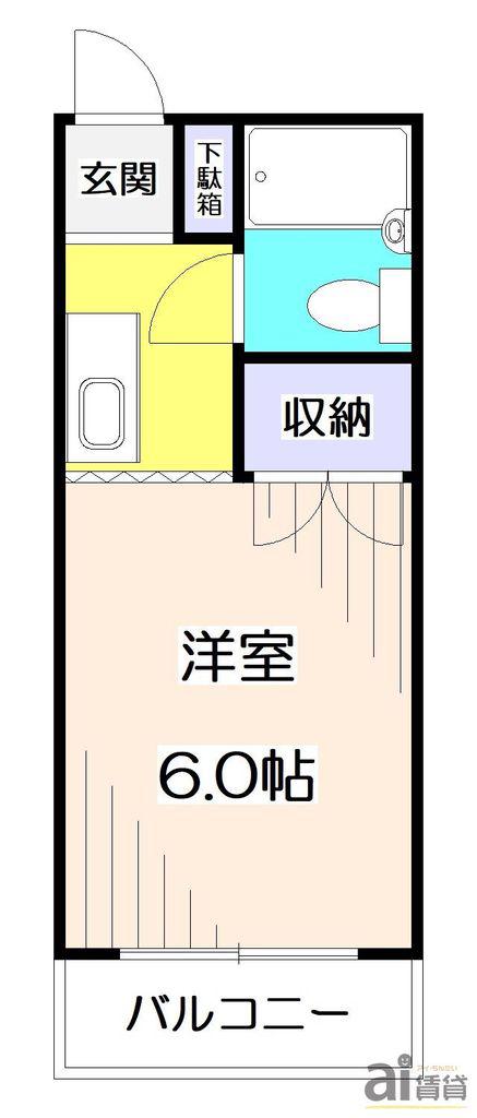 ファミール清水(1K/2階)の間取り写真