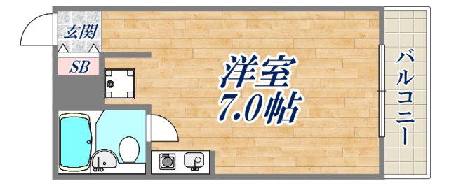 甲子園上鳴尾シティハウス(ワンルーム/2階)の間取り写真