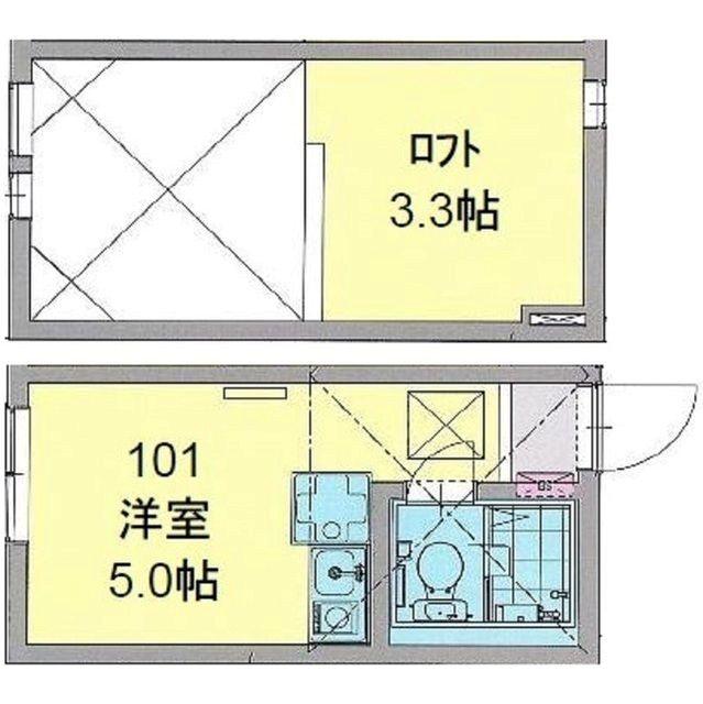 カパルアガーデン横浜反町(ワンルーム/1階)の間取り写真