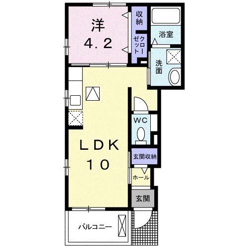 クラール スクエアB(1LDK/1階)の間取り写真