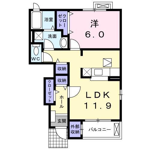サンリットS・II(1LDK/1階)の間取り写真