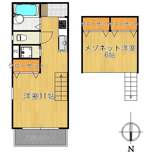 エトワール桜井(1SDK/4階)の間取り写真