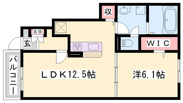 フローリッシュ・メゾン上野田2(1LDK/1階)の間取り写真