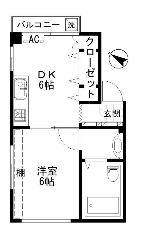 コーポニュー初台(1DK/2階)の間取り写真