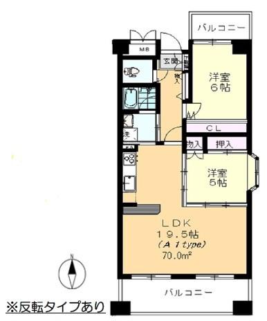 ソフィア天神山(2LDK/3階)の間取り写真