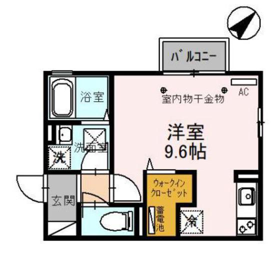 ハイエストヒル A棟(ワンルーム/2階)の間取り写真