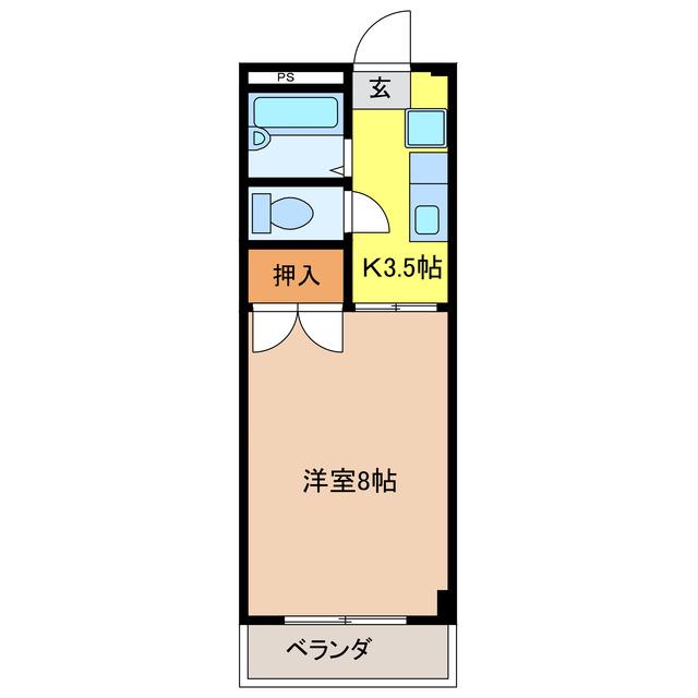 コーポ岐北(1K/2階)の間取り写真