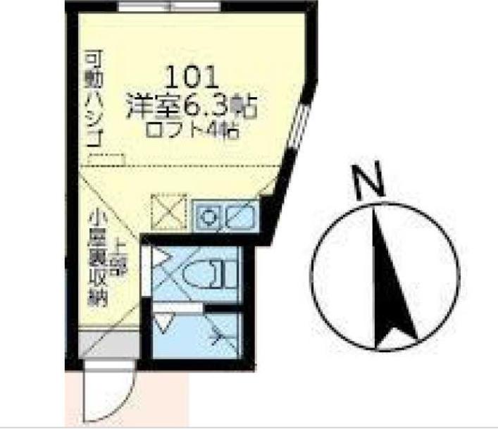 ユナイト白楽アンシャンテ(ワンルーム/1階)の間取り写真