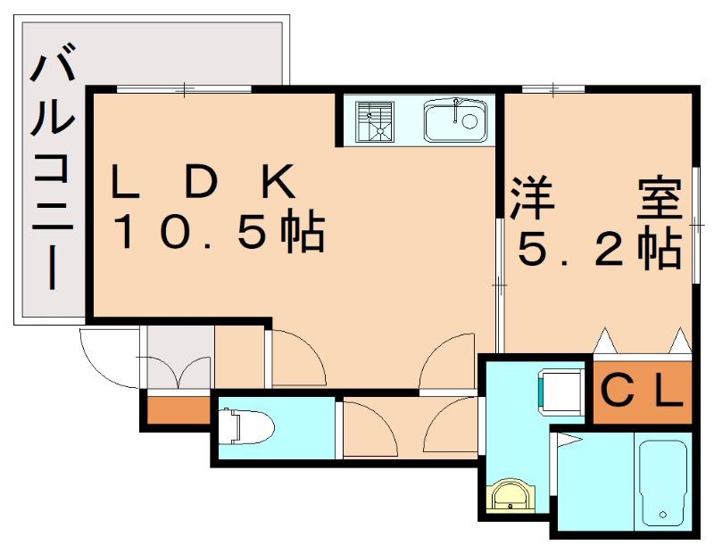 クロスロードI(1LDK/1階)の間取り写真