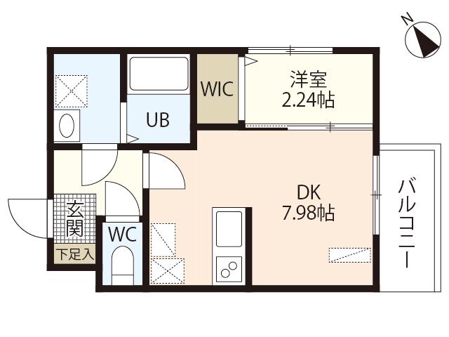 MOVE庚午北弐番館(1DK/1階)の間取り写真