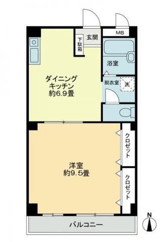 フィネス新開(1DK/1階)の間取り写真