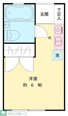 ヒルサイドA棟(ワンルーム/1階)の間取り写真
