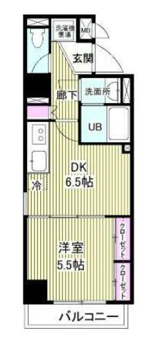 TKレジデンス(1DK/3階)の間取り写真