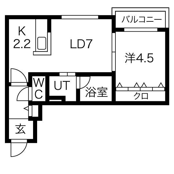 ブランシャールS7(1LDK/2階)の間取り写真