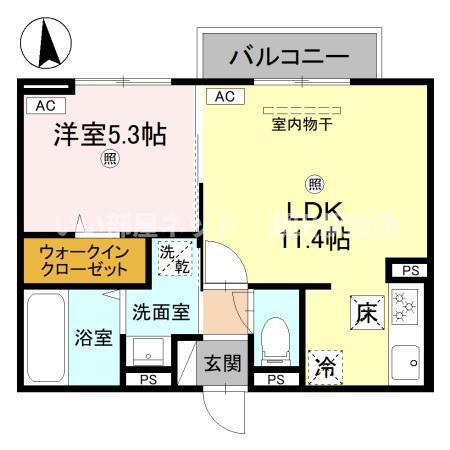 LUMIERE DU SOIR UN A棟(1LDK/1階)の間取り写真