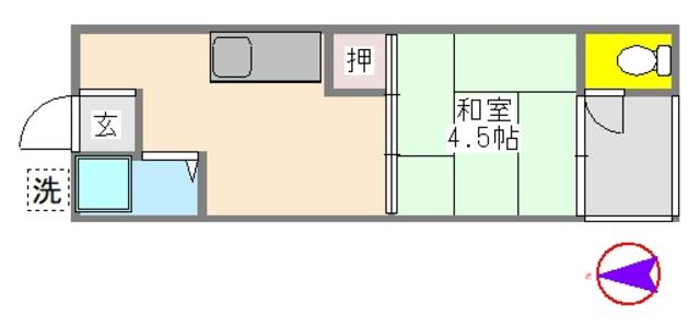 シオン荘(1K/1階)の間取り写真