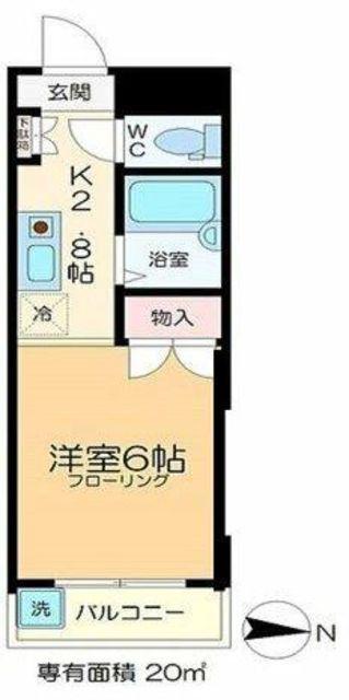 クレセント北山(ワンルーム/1階)の間取り写真