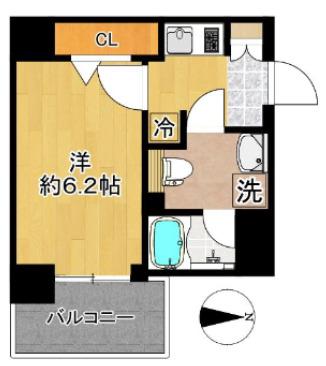 SHOKEN RESIDENCE 新丸子(1K/5階)の間取り写真