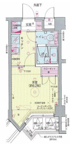 キャッスルステージ茗荷谷駅前(1K/3階)の間取り写真