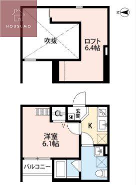 PLUSTATE(1K/1階)の間取り写真