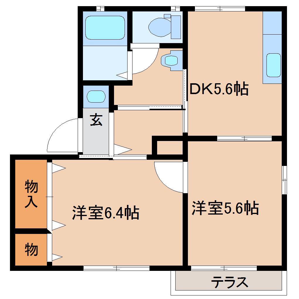 サンヒルズ宇佐(2K/1階)の間取り写真